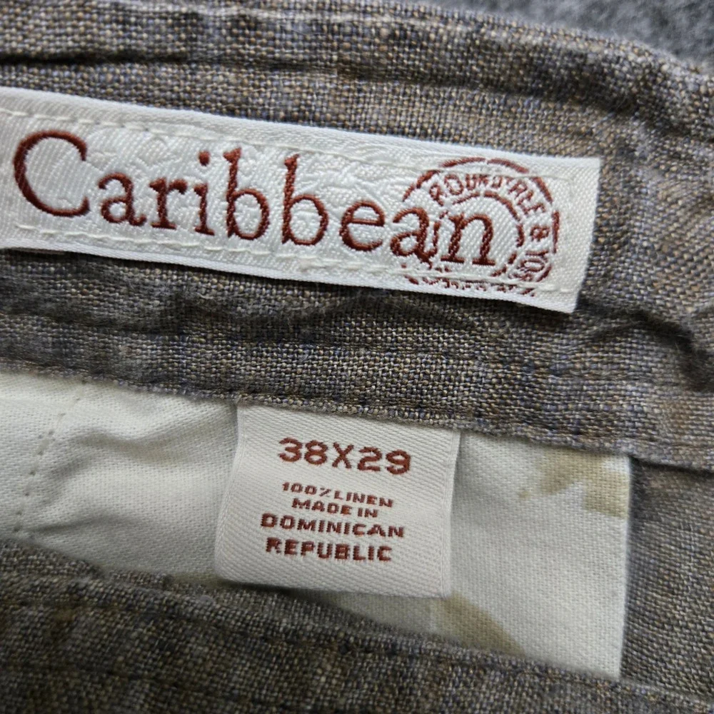 Caribbean Linen Cargo Pants Men 38x29 Relaxed Coastal Beachy Resort Quiet Luxury
